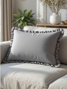 Set Of 2 Luxury Ruffled Cushion Covers 30x50cm For Decoration - 灰色 - 查看 2