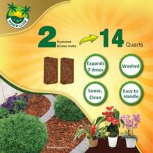 MODELLOR Premium Super Washed, Clean, Coco Chips, 2 Bricks (22 Lb) Yields 14 Qts Of Loose Chips Reptile Bedding, Organic, Odor Absorbing, Grow Orchids, Mulch Indoor, Outdoor - White - View 4