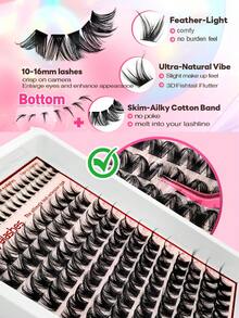 2044PCS Individual Lashes Book Kit D Curl 10 Styles Mixed Length Bottom/Spikes/30D/50D/60D/80D/100D/120D Soft And Comfortable False Eyelashes Long-Lasting Lashes Kit , Perfect For Beginners&Proficient, DIY At Home Easily, For Makeup Daily Lash Clusters - Nhiều màu - Xem 5