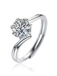 925 Sterling Silver Moissanite Ring For Women, Hypoallergenic High-End Engagement/Wedding Ring, Valentine's Day/Birthday Gift, Oxidation-Resistant Gift Box Packaging - Silver - View 12