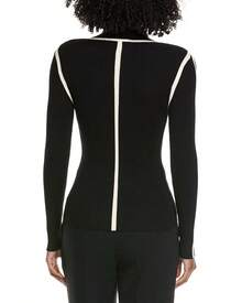 Elie Tahari Mock Neck Novelty Contrast Sweater - Black - View 3