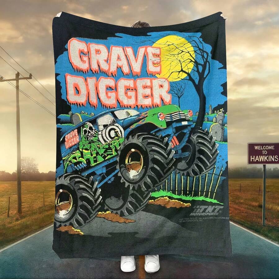 1 PIEZA Manta de camión monstruo de Monster Jam 3D, regalo original para aficionados a los deportes de motor, decoración temática para el hombre cueva, acento para fiesta retro de ciencia ficción y recuerdo del día de carrera, manta suave para el hogar, dormitorio, cama, sofá, picnic, viaje, oficina - multicolor 28 - Ver 1