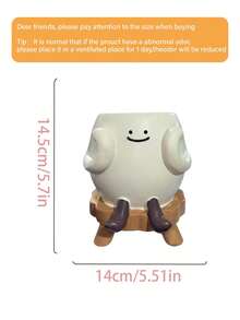 1个可爱笑脸多肉植物花盆,卡通树脂坐姿雕塑花盆,带排水孔,适合小型植物和多肉植物,耐候性强,室内/室外装饰,送给植物和园艺爱好者的精美礼物 - A - 查看 7