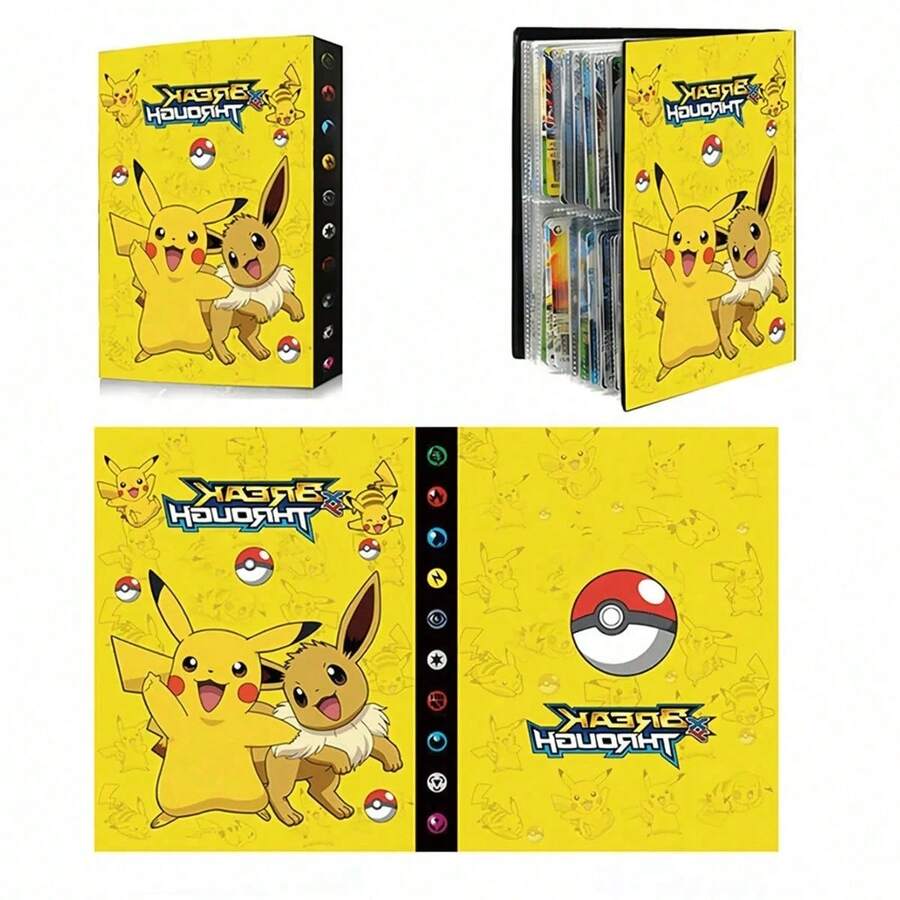 pokemon Álbum de tarjetas de 4 paneles con bandeja para tarjetas de clasificación, tema de Charizard, serie Pokémon, álbum de coleccionista, contiene 240 tarjetas, regalo del Día de San Valentín - Multicolor - Ver 1