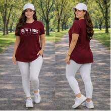 Women's Gym T-Shirt, Breathable And Soft, Long Line, Plus Size, Covers Your Buttocks. - 紐約勃根地 - 查看 1
