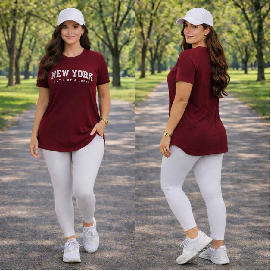 Women's Gym T-Shirt, Breathable And Soft, Long Line, Plus Size, Covers Your Buttocks. - 紐約勃根地 - 查看 1