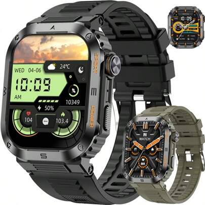 New Rugged And Durable Men's Smartwatch With Wireless Calling, Waterproof, Sports And Fitness, AI Voice, Outdoor Smartwatch, And Phone.
