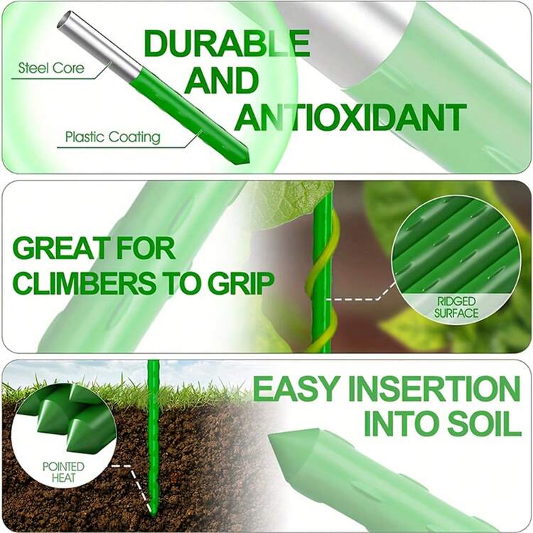 12pcs Set Of Coated Fruit And Vegetable Support Poles, Suitable For Vegetable, Fruit And Vine, Flower Growing Climbing And AnchoringClimbing Pergola, Outdoor Gardening Climbing Pergola Plant Stand - A - View 6