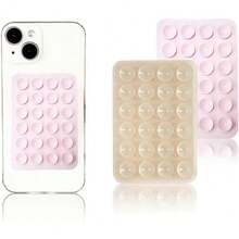 2PCS Silicon Suction Phone Case Mount, Hands-Free Fidget Toy Mirror Shower Phone Holder, Videos And Selfies (White, Light Pink) - Multicolor - View 20