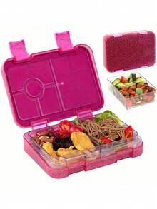 1件套大容量分隔便当盒，可爱闪光设计，带迷你容器，适用于微波炉加热和户外用餐 - 彩色 - 查看 16