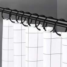 TCMAO Shower Curtain Hooks, Rustproof Decorative Shower Curtain Rings Metal Round Shower Hooks For Bathroom Shower Rod, 12 Pack (Black) - ColorA - View 5