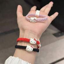 Sanrio 2 pezzi di accessori per capelli di alta qualità Hello Kitty tricolore, accessori per capelli semplici in gomma per la ragazza, fascia elastica per coda di cavallo, adatta come regalo di compleanno, accessori da viaggio, matrimoni, San Valentino, inizio scuola, feste di vacanza - Fumetto - Visualizzare 11