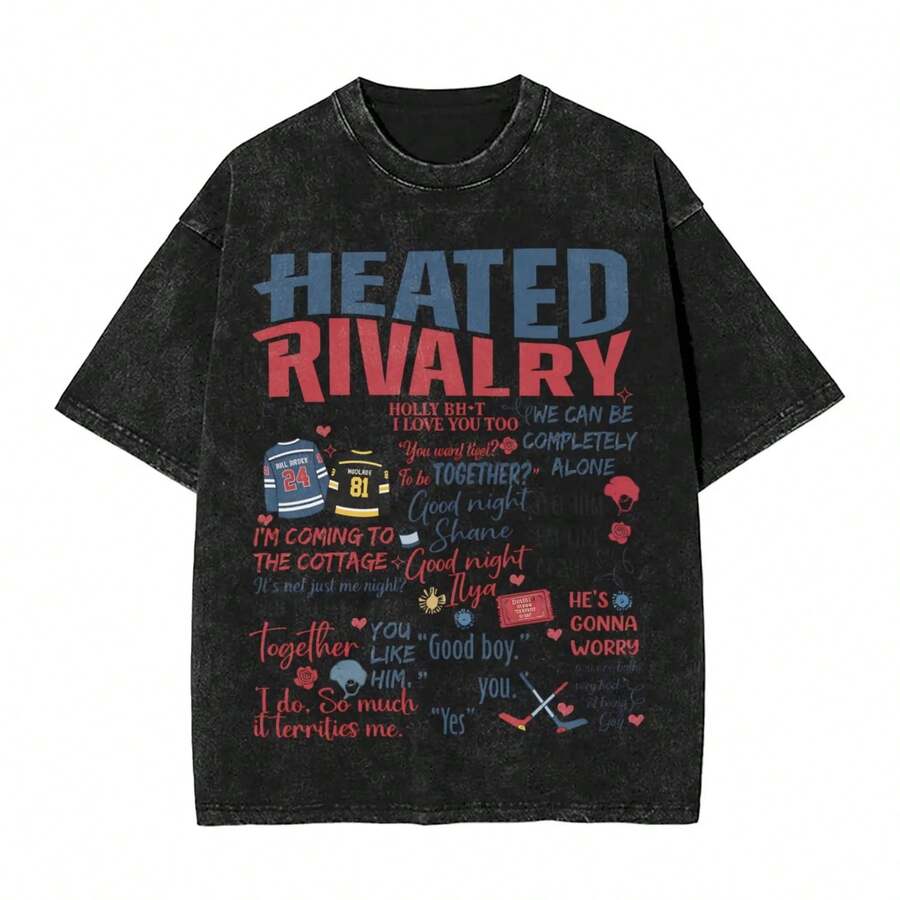 Men's T Shirt Heated Rivalry Washed T Shirts Ing Ice Hockey Shane Hollander‌ Ilya Rozanov Summer T Shirt Y2K Casual Clothes - 黑色 - 查看 1