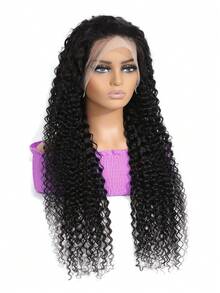Transparent 13x4 Lace Frontal Wig Kinky Curl Virgin Human Hair 16-32inches Curly Pre Plucked Hairline High Density Natural Black Color Lace Front Wigs With Baby Hair - Natural Black - View 6