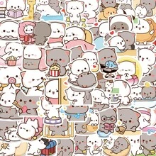 60pcs Cartoon Cute Peach Cat Graffiti Stickers Mobile Phone Case Diy Laptop Water Cup Waterproof Decorative Stickers - 1 Set - View 3