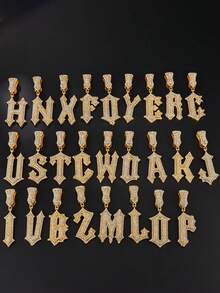 20inch Punk Rock A-Z Letter Pendant Necklace, Fashionable Accessory For Casual Wear, Parties, Gifts For Boyfriend - Alphabet Pendant - View 4
