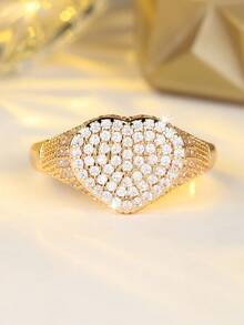 Tsnamer 这款时尚的心形女士戒指镶嵌合成锆石，是完美的节日礼物之选。 - 戒指 - 查看 4