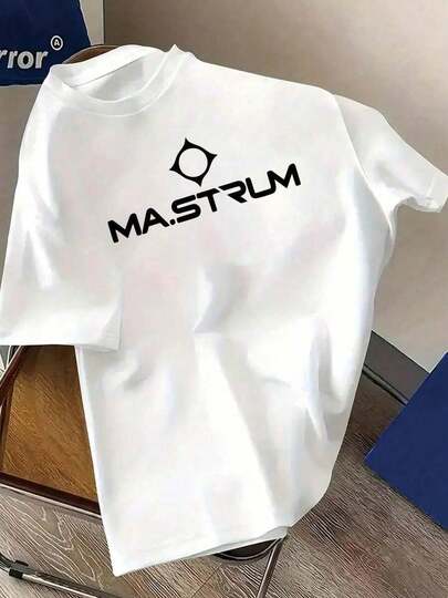 MA. STRUM Men'S%-Shirt - Oversized Loose Fit Round Neck Short Sleeve, Black & White Minimalist Street Style With Bold MA. STRUM Chest Print, All-Season Casual & Formal Wear, Comfortable Breathable Fabric, Versatile Everyday Essential Men, Versatile Wardrobe Staple, Streetwear Fashion, Modern Menswear, Soft Material, Durable Construction, Print Tee, Urban Wardrobe, Graphic Tee Men, Shirt Men,-Shirt Men, Men Clothes, Men Shirt