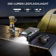 PAIIVIROKU Jump Starter With Air Compressor, 5 In 1 Function Jump Box 5000A Peak 150PSI Jump Starter Battery Pack With Digital Tire Inflator, Car Battery Charger Portable (Suitable For Engines With A Displacement Of Less Than 7 Liters) Fast Charging USB Output, LED Emergency Lighting - Qy03 - View 7