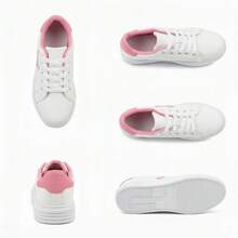 Tênis Casual Feminino Branco com Detalhe de Borboleta e Acabamento Rosa - Branco - Visão 4