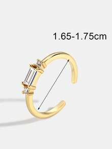 Damen Ring mit vergoldeter Zirkonia, verstellbares offenes Band mit rechteckigen und runden Zirkonia-Steinen, minimalistisches elegantes Design für den täglichen Gebrauch, vielseitiges Geschenk für Modebewusste - Gold - Übersicht 4