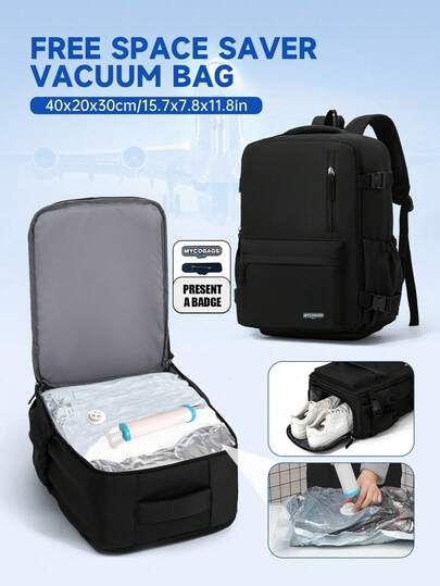 40*30*20 Vacuum Compression Travel Backpack, Women'S Backpack, Large Capacity Foldable Hiking Bag, Ultra-Light Portable Business Carry-On Bag With Storage System, Essential Gear For Hiking With Multifunctional Compartments, Travel Laptop Backpack