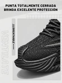 Zapatos deportivos para hombres,Zapatos cómodos para caminar,Tenis Cómodos Antideslizantes Transpirables Zapatillas, zapatos negros de punto, malla transpirable, suela suave, livianos, adecuados Para Ejercicio Al Aire Exterior y Sesiones de Correr Casual - Negro - Ver 7