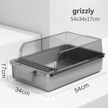 1 Semi-Enclosed Cat Litter Box With Raised Design To Prevent Litter Scatter, Large Capacity Waste Compartment, Extra-Large Cat Litter Scoop For Quick Cleaning - Black Litter Box - View 12