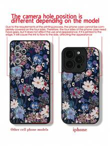 白色蓝色花卉图案时尚穿孔直边花卉彩绘防摔手机保护壳 女士节礼物 - 彩色 - 查看 7