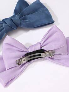 4pcs Women's Simple Elegant Solid Satin Bow Hair Clips, Versatile Everyday Hairpin Barrette, Suitable For Casual And Holiday Wear - Multicolor - View 5