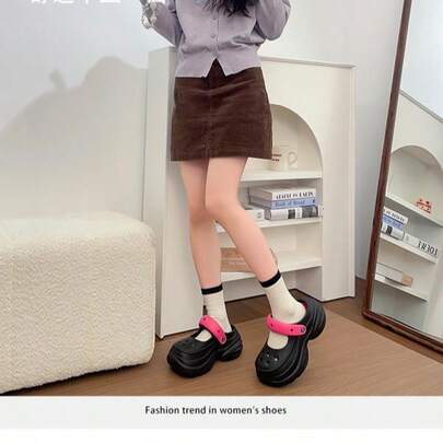 1 Pair Soft French Garden Beach Sandals, Multi-Color Outdoor Non-Slip Wedge Slip-On Mules, Summer