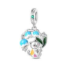 1 件镀银花卉系列 - 竖琴猫兔画板吊坠，适用于 3 毫米手链 DIY 串珠，女士时尚饰品，节日生日礼物 - 彩色 - 查看 15