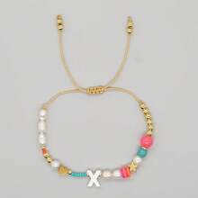 1pc Women's Fashion Pearl Letter A-Z Bracelet, Minimalist Luxury Style Accessory - Multicolor - View 23