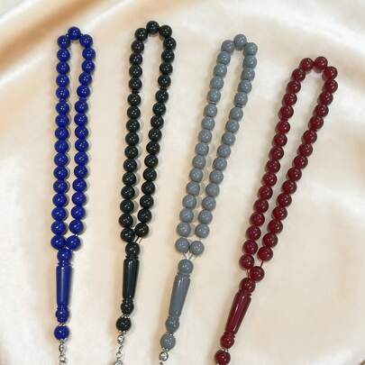 1pc 33pcs Solid Color Acrylic Bracelet, Suitable For Couples, 10mm Petite Elegant Arabic Style Prayer Bead Bracelet For Daily Wear