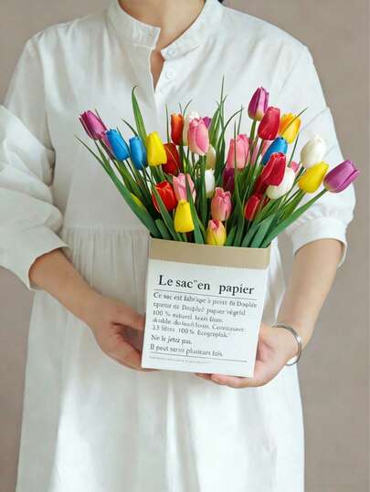 7pcs/1set Artificial Tulips Multi-Color Lifelike Fake Flower – High-Quality Faux Floral With Realistic Texture, Ideal For Apartment Decor, Rental Friendly Home Indoor Vase, Dining Table, Bedroom & Valentine's Day Mother's Day Spring Decorative Blooms