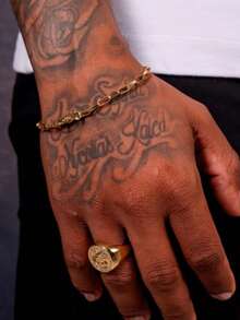 Pulseira  Tijolinho 4mm - Banho Ouro24K - Dourado - Visão 4