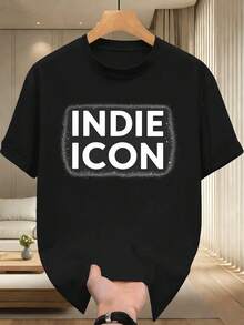 T-shirt n oi r en coton doux, imprimé tenda nce, style hip-hop, respirant, collection printemps. - Noir - Voir 2