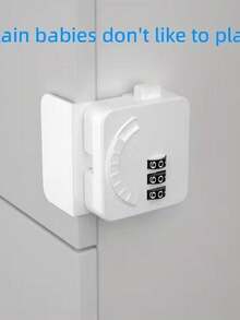 1 cerradura con candado de bloqueo por contraseña que no requiere perforación, ideal para gabinetes, cajones y armarios como una cerradura a prueba de robo, con código giratorio - Blanco - Ver 1