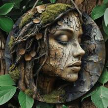 HELLOYOUNG Vintage Metal Tree Face Wall Art - 2D Flat Printed Retro Iron Wall Sign With 8 Inch Colorful Floral Design, Durable Indoor Outdo - TYA72005-20x20 - Xem 4