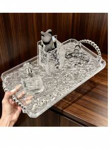 1/2 件透明亚克力化妆托盘，坚固耐用，易于清洁的化妆品收纳盒 - 無色 - 查看 11