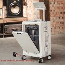 (20/24lnch)Aluminum Frame Carry On Luggage With Cup Holder ,Mobile Phone Stand And Usb Port, Front Compartment, TSA Lock,Airline Approved Carry-On Hardside Suitcase Spinner Wheels - Multicolor - View 18
