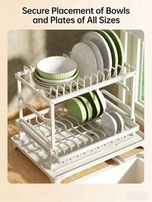 Space-Saving 2-Tier Dish Rack – Heavy-Duty Kitchen Organizer With Drainage System, Includes Utensil Holder And Cup Drying Rack, Ideal For Kitchens - Multicolor - View 9