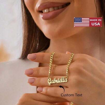 Custom Name Necklace With Curb Chain 18K Gold Plated Personalized Name Necklace Stainless Steel Jewelry Couple Gift