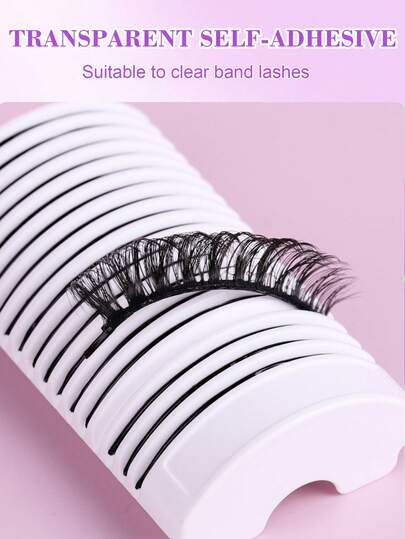 18片装自粘式假睫毛，黑色，整条式，无需胶水，无异味，可重复使用，持久耐用，适用于专业美睫沙龙和个人化妆。