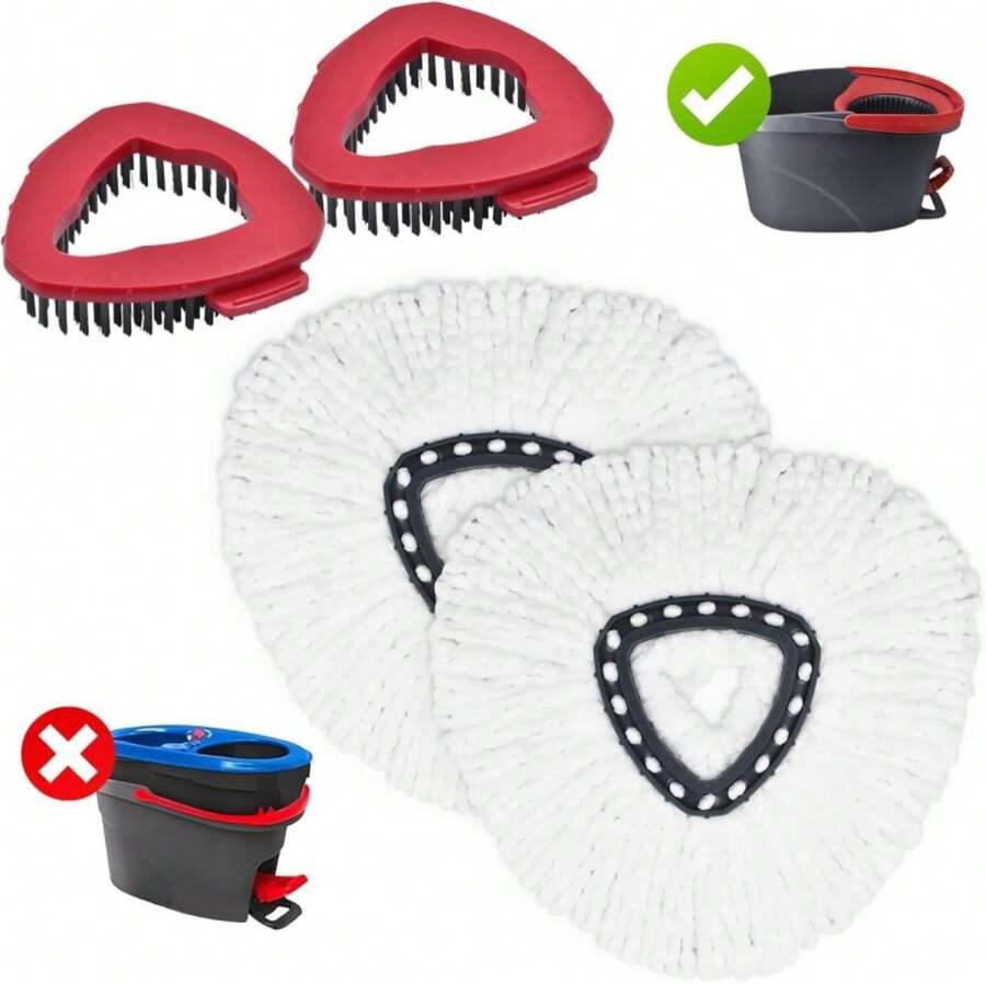 Mop Heads Replacements For Ocedar, Mop Replace Head For O Cedar, Spin Mop Replacement Head For Ocedar Easy Wring 1 Tank System, Mop Heads Include 2 Pack Spin Mop Refills And 2 Pack Scrubber Mop Head - ColorA - 查看 1