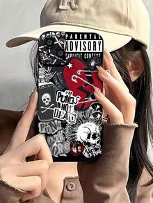 Collage de estética punk rock. Esta elegante funda es compatible con los modelos  17, 16, 15, 14 Pro Max, 13, 12, 11, XR y XS Plus. Fabricada en silicona TPU, ofrece protección contra golpes y caídas, además de una sensación superior. Es un regalo ideal para familiares, amigos y seres queridos, y una opción perfecta para San Valentín.fundas para ,fundas,accesorios para celular,fundas para celular,fundas para  13,funda  13,funda  16,funda  17 pro max,funda  15,fundas para  16,fundas  11,fundas ,Música rock, elementos del rock - Negro - Ver 1