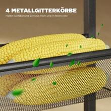 Kitchen/Serving Trolley With 5 Shelves, Rolling Kitchen Shelving Unit With Countertop, Wheels And Handle, 47 X 13 X 96.5 Cm, Black - Black - View 6