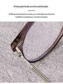 1 pieza Gafas decorativas de montura redonda con lentes transparentes, de moda y casual, unisex - Negro - Ver 6