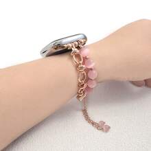 1pc Rose Gold Cat Eye Stone Watch Band, Compatible With Apple Watch 38/40/41/42/44/45/46/49mm, Personalized Pendant Bracelet Strap Suitable For Apple Watch Ultra 3/2/1 Series 1-11 (Band Only, Watch Not Included) - Rose Gold - View 3