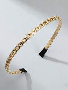 1pc Fashion Street Style Metal Chain Headband Hair Accessory For Women - Gold - View 8